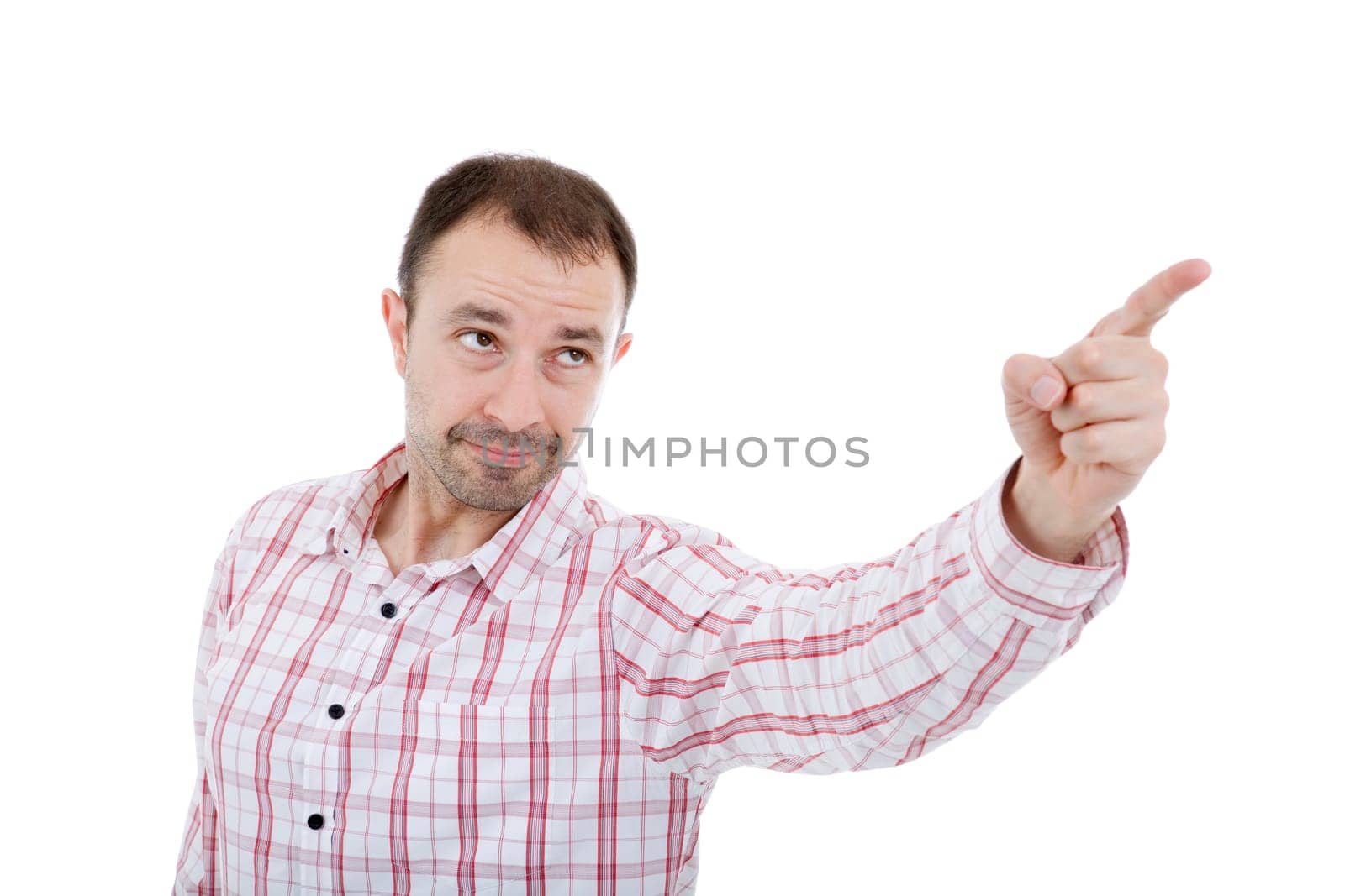 young casual man portrait, isolated on white