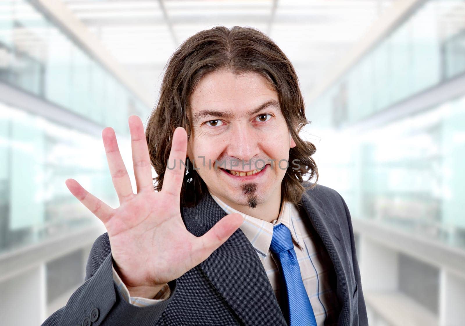 business man making stop a the office