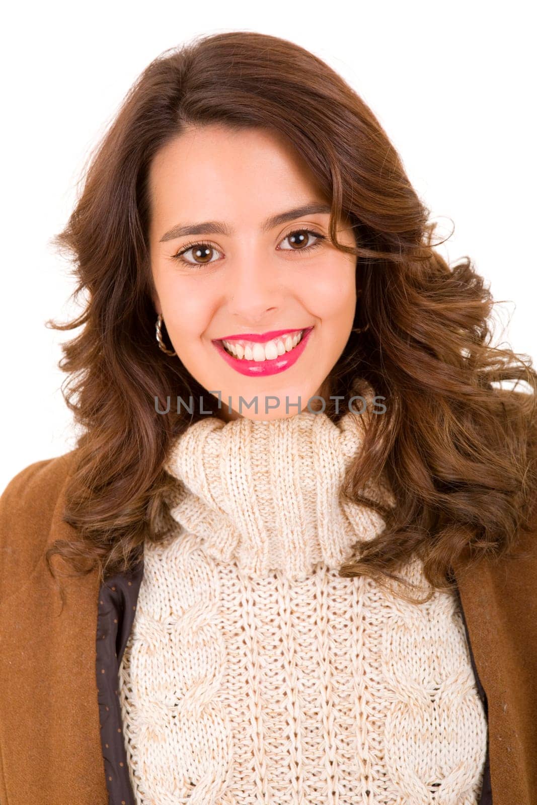 young casual beautiful woman, isolated in white