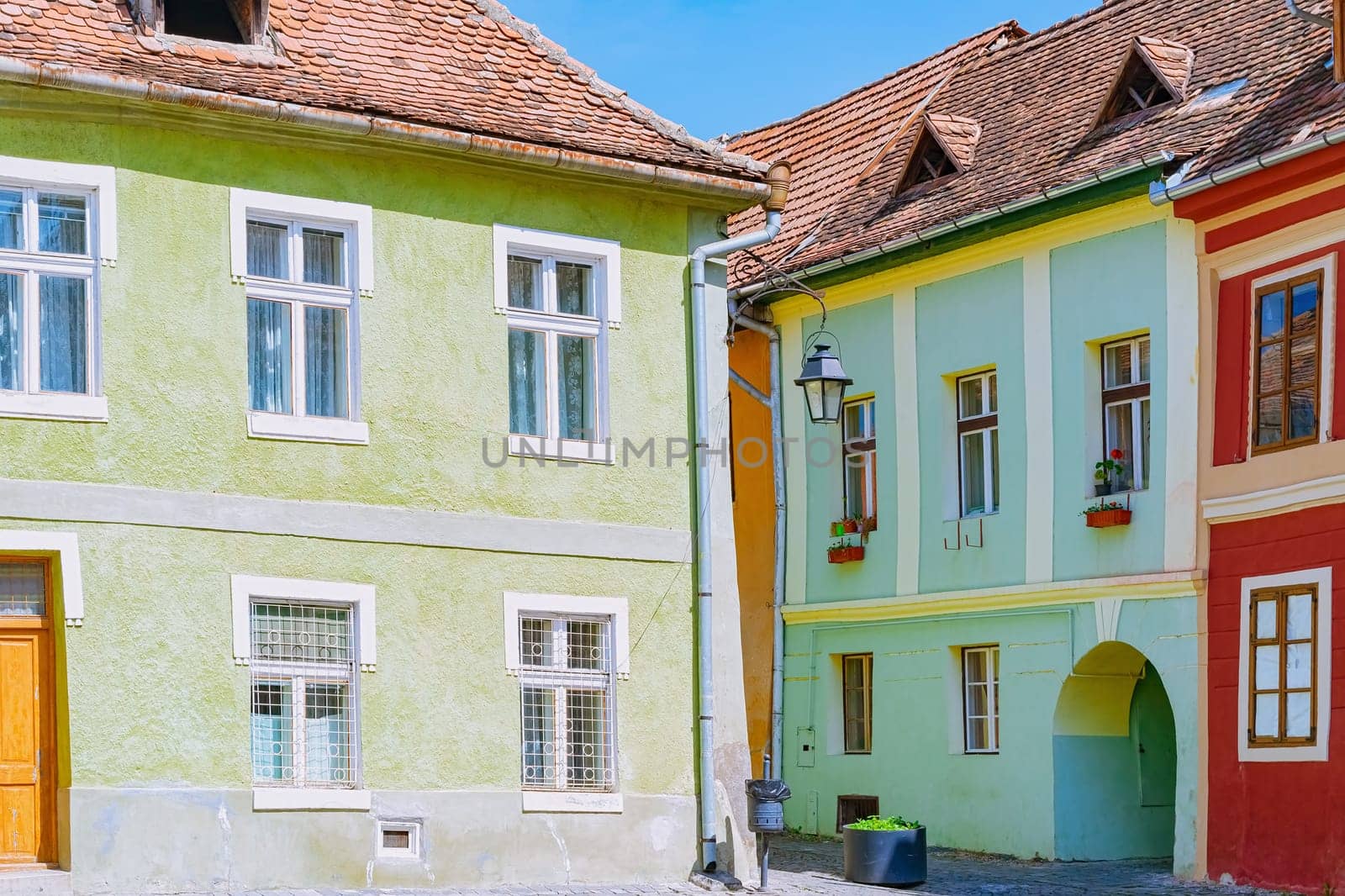 Street in Medieval Town of Sighisoara, Romania