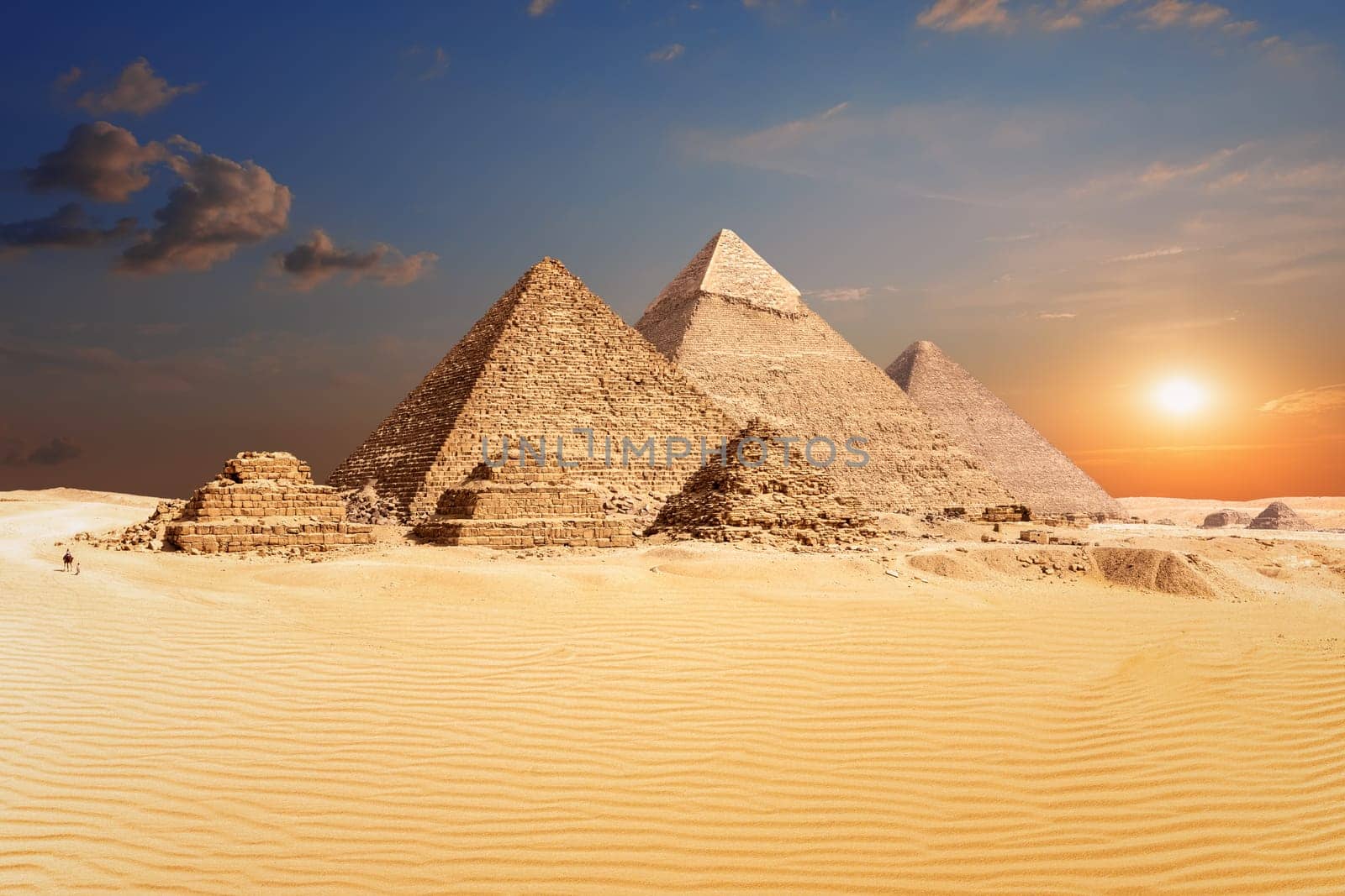 Famous Egyptian Pyramids of Giza, beautiful view.