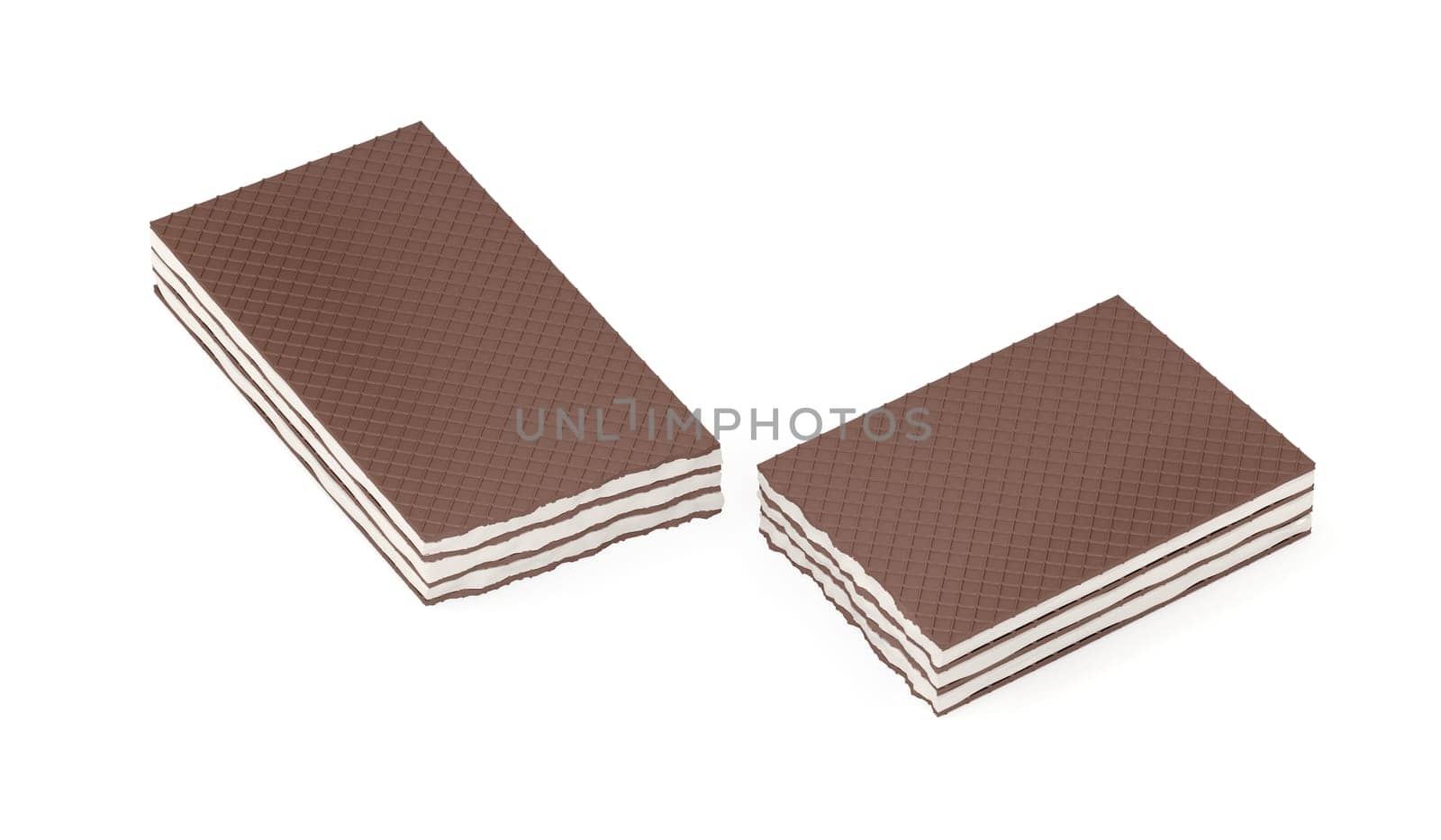 Broken wafers on a white background
