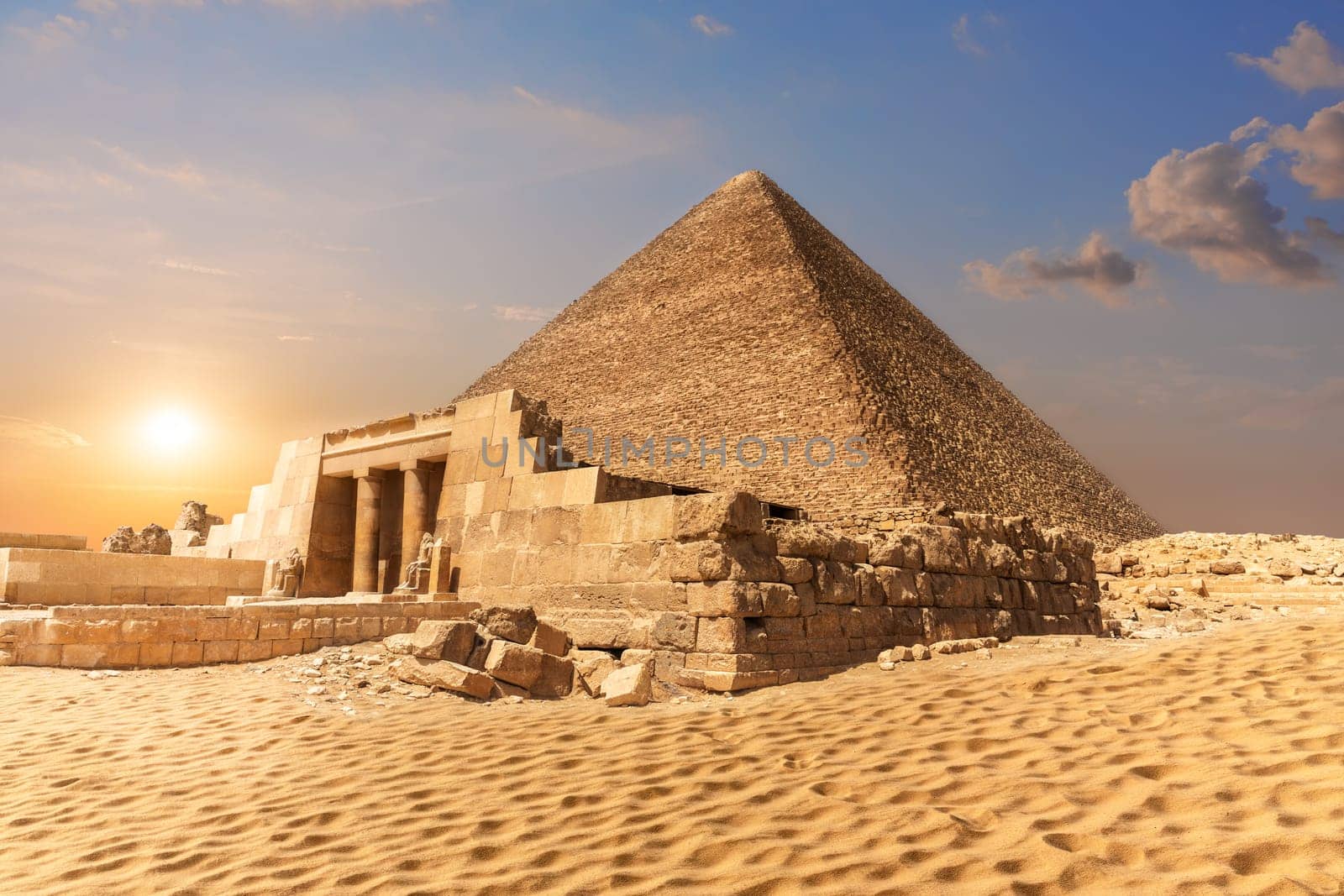 Mastaba of Seshemnefer IV and the Pyramid of Cheops in Giza.