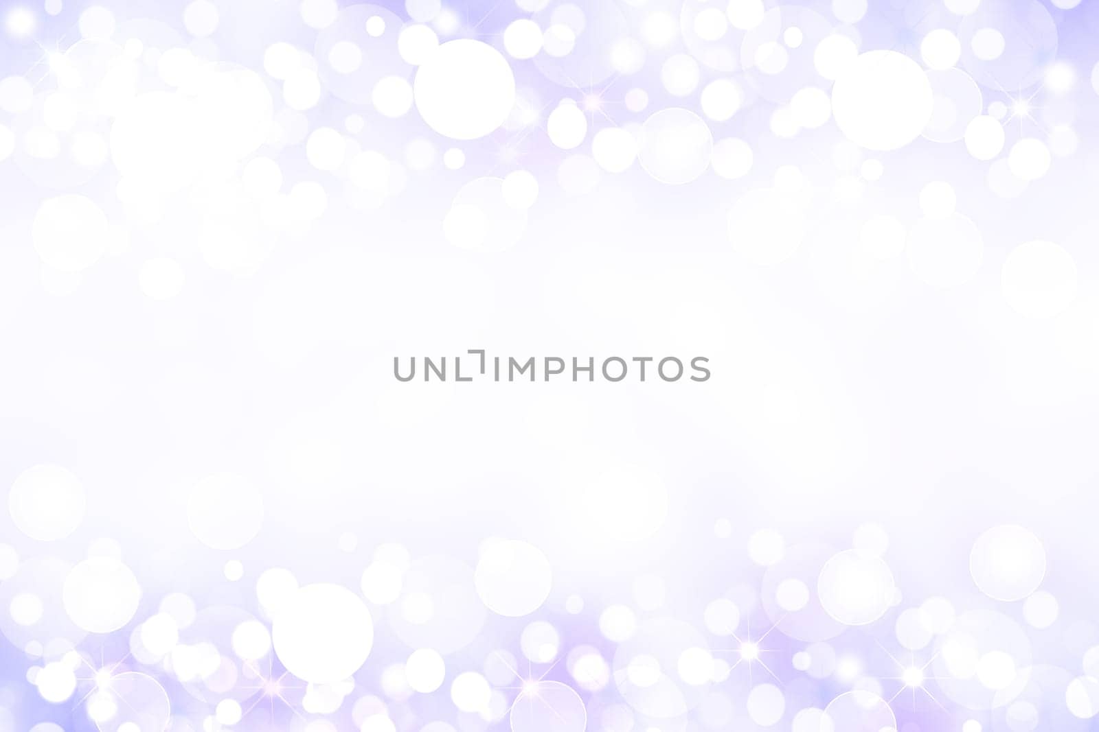 Abstract blurred festive delicate winter christmas or Happy New Year background with shiny pink and white bokeh lighted stars. Blank white copy space. Card concept.