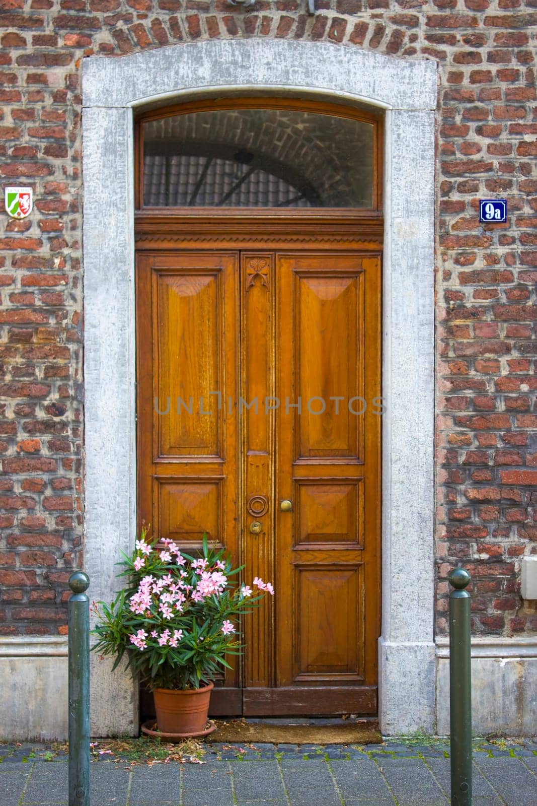 Old wooden house door in German small town, Wachtendonk, North-Rhine Westphalia