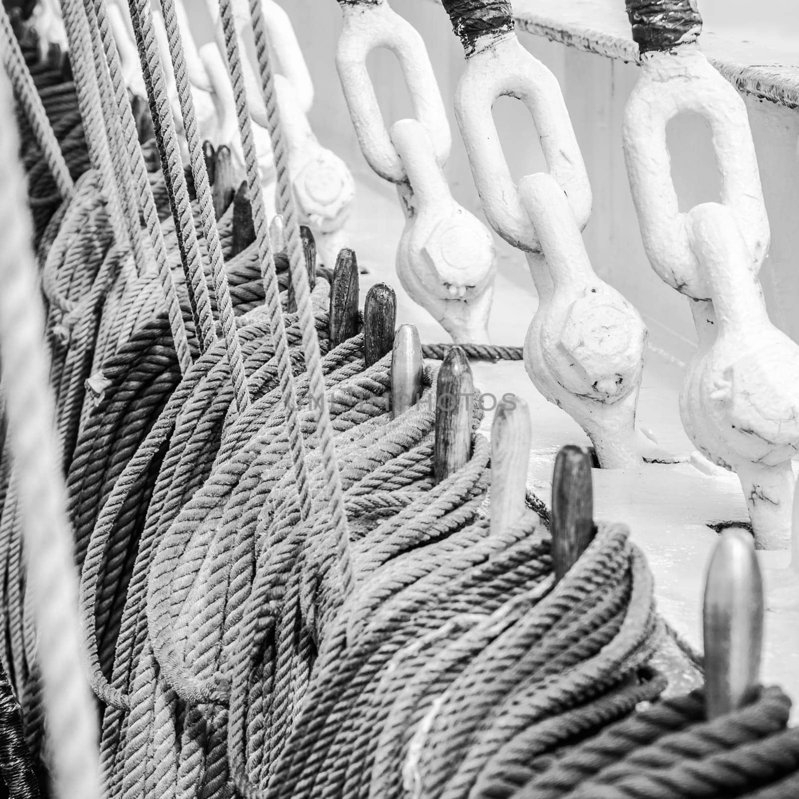 Ancient sailing vessel, the block, close up