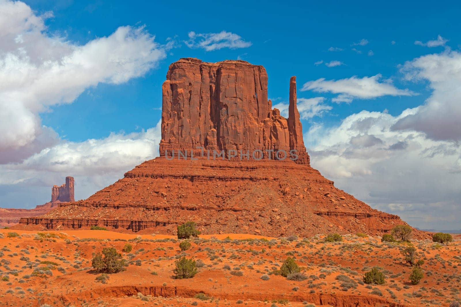 Dramatic West Mitten Butte on a Sunny Day in Monument Valley in Arizona
