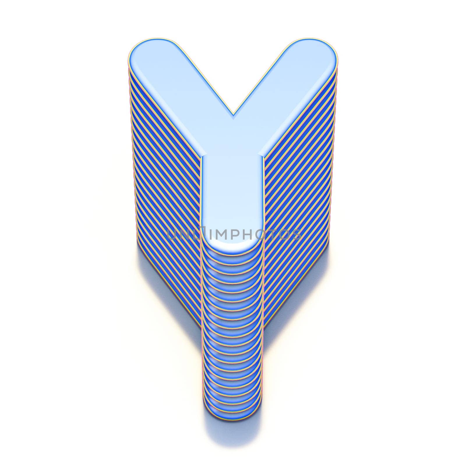 Blue extruded font Letter Y 3D render illustration isolated on white background
