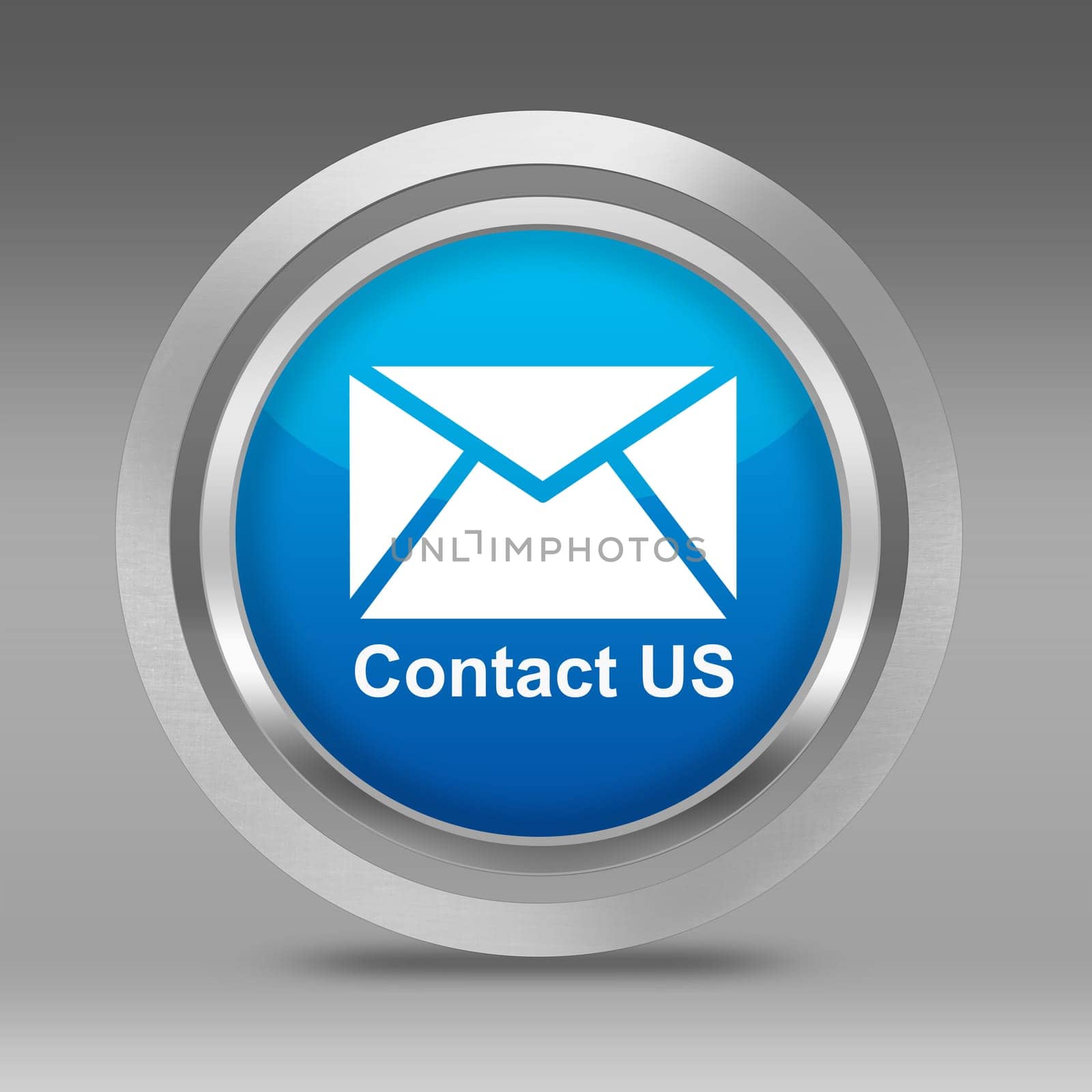 white contact us symbol on metallic 3d circle with shadow_selection path included