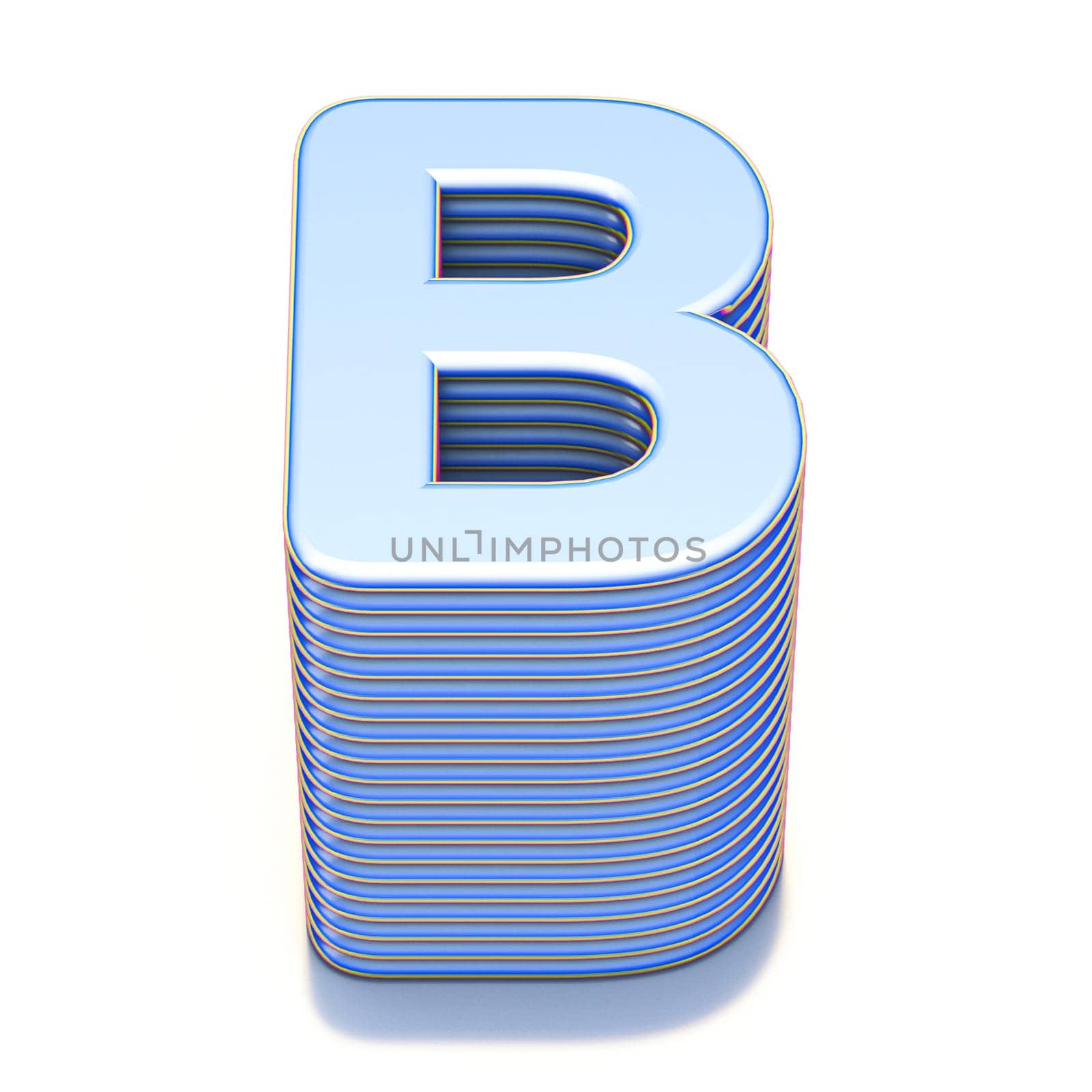 Blue extruded font Letter B 3D render illustration isolated on white background