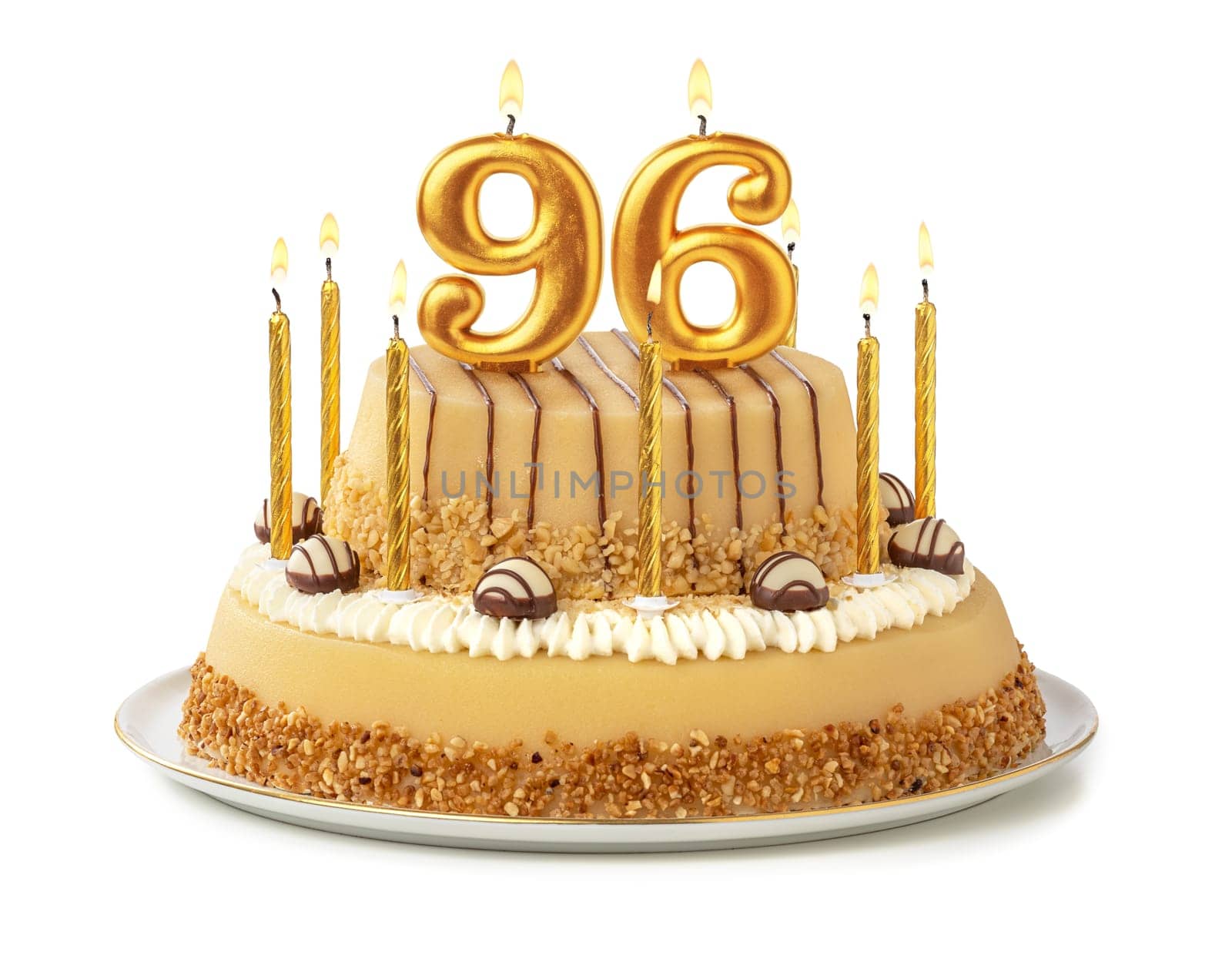 Festive cake with golden candles - Number 96
