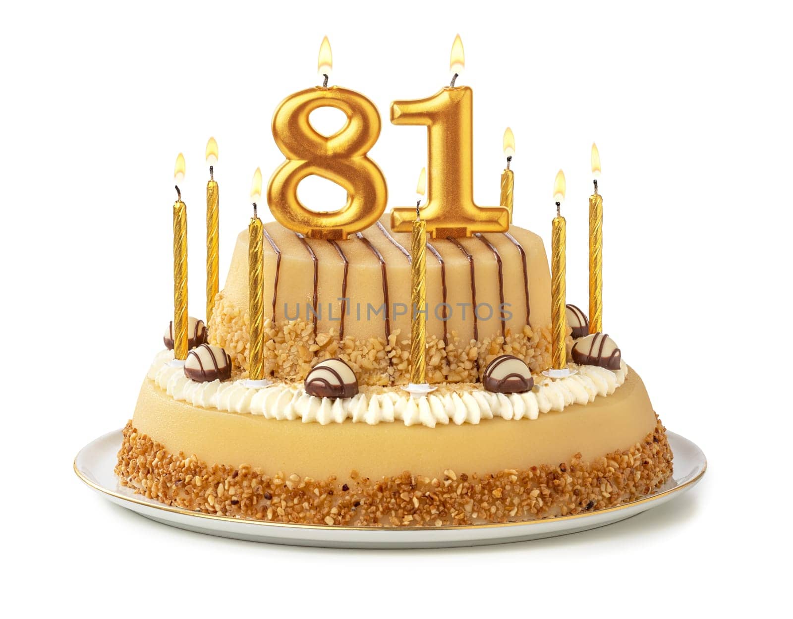 Festive cake with golden candles - Number 81