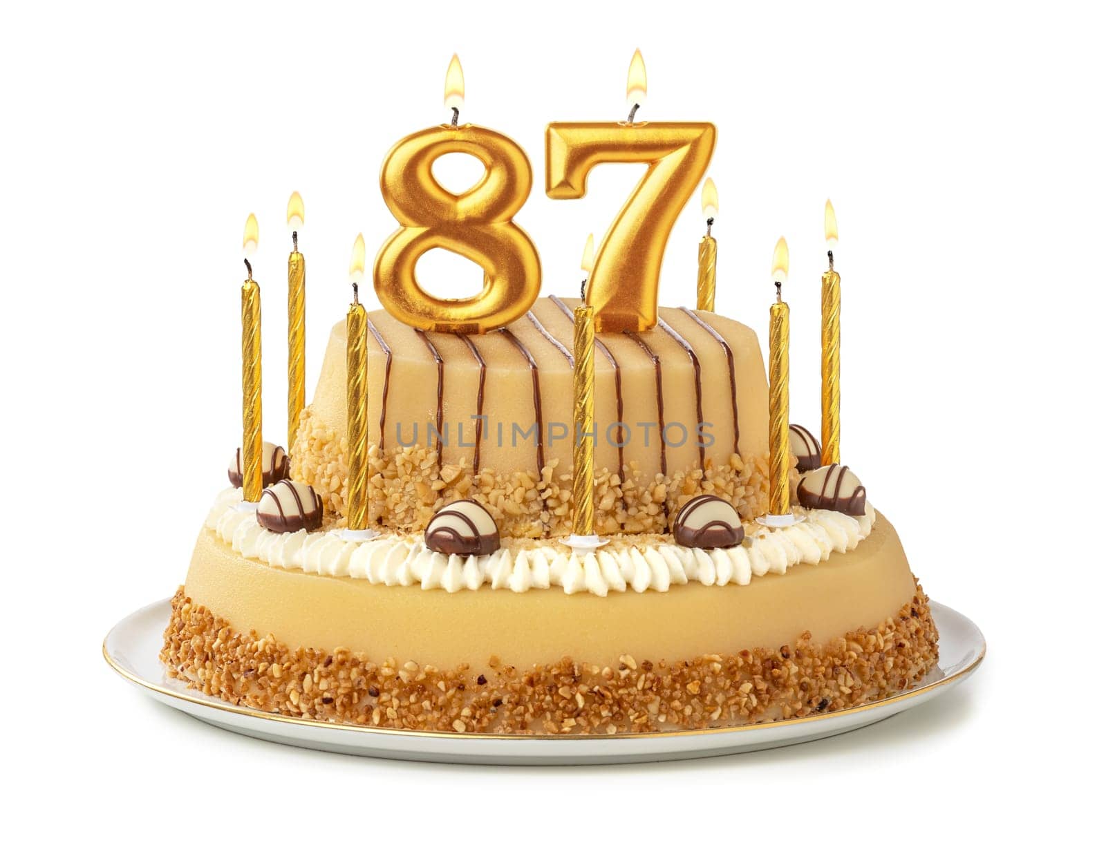 Festive cake with golden candles - Number 87