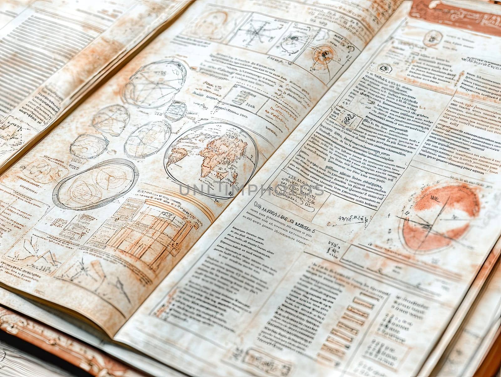 An intricate infographic highlights geographic maps, graphs, and data entries from a historical journal, showcasing important geographical research and insights.