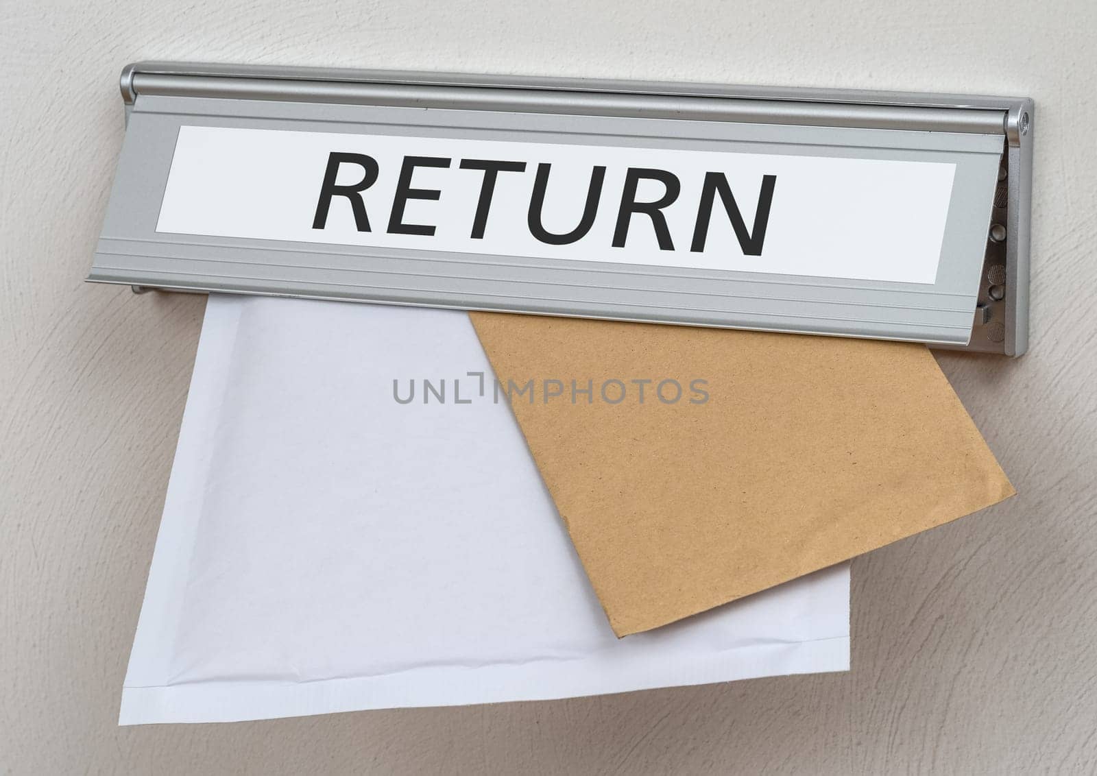 A letterbox with the label Return