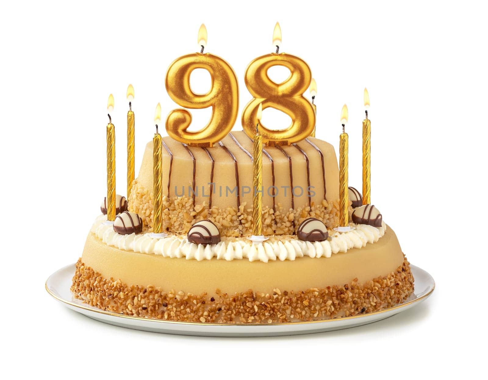 Festive cake with golden candles - Number 98