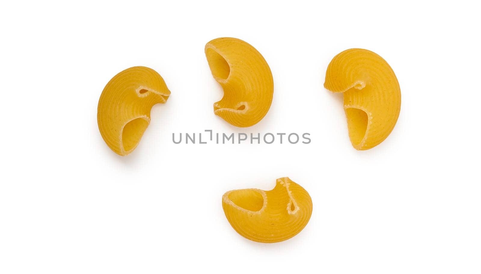 Pipe rigate Italian pasta isolated on white background