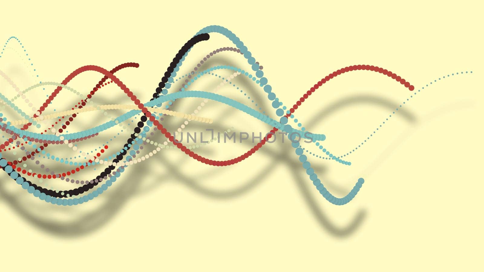 3D illustration,3D rendering, abstract geometric background, circle point line together into a line Rotate together into a rope Soft tones