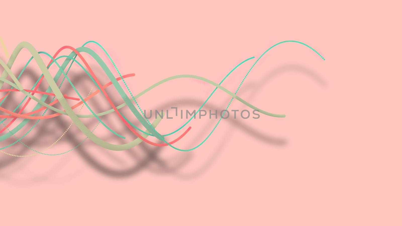 3D illustration,3D rendering, abstract geometric background, lines The circle points are very close together. Until seeing a free curve Many lines that rotate together into a rope. Light pink tone