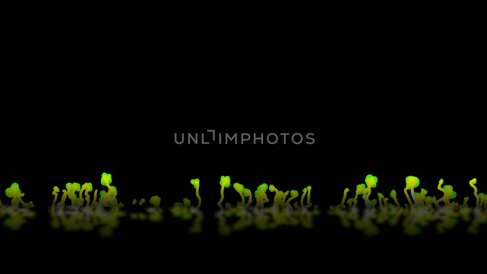 3d illustrations, The movement of the Free-form clouds, such as small green leaves