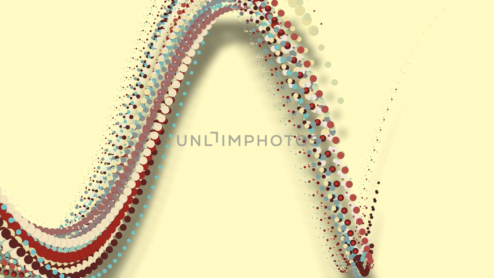 3D illustration,3D rendering, abstract geometric background, circle point line together into a line Rotate together into a rope Soft tones