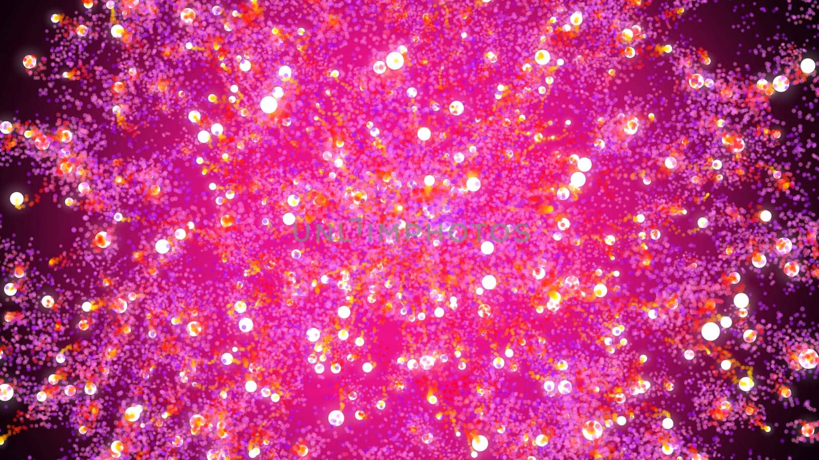 3D illustration, The ball circle, small ball, free movement are breaking out from the centre and letting the particles spread.