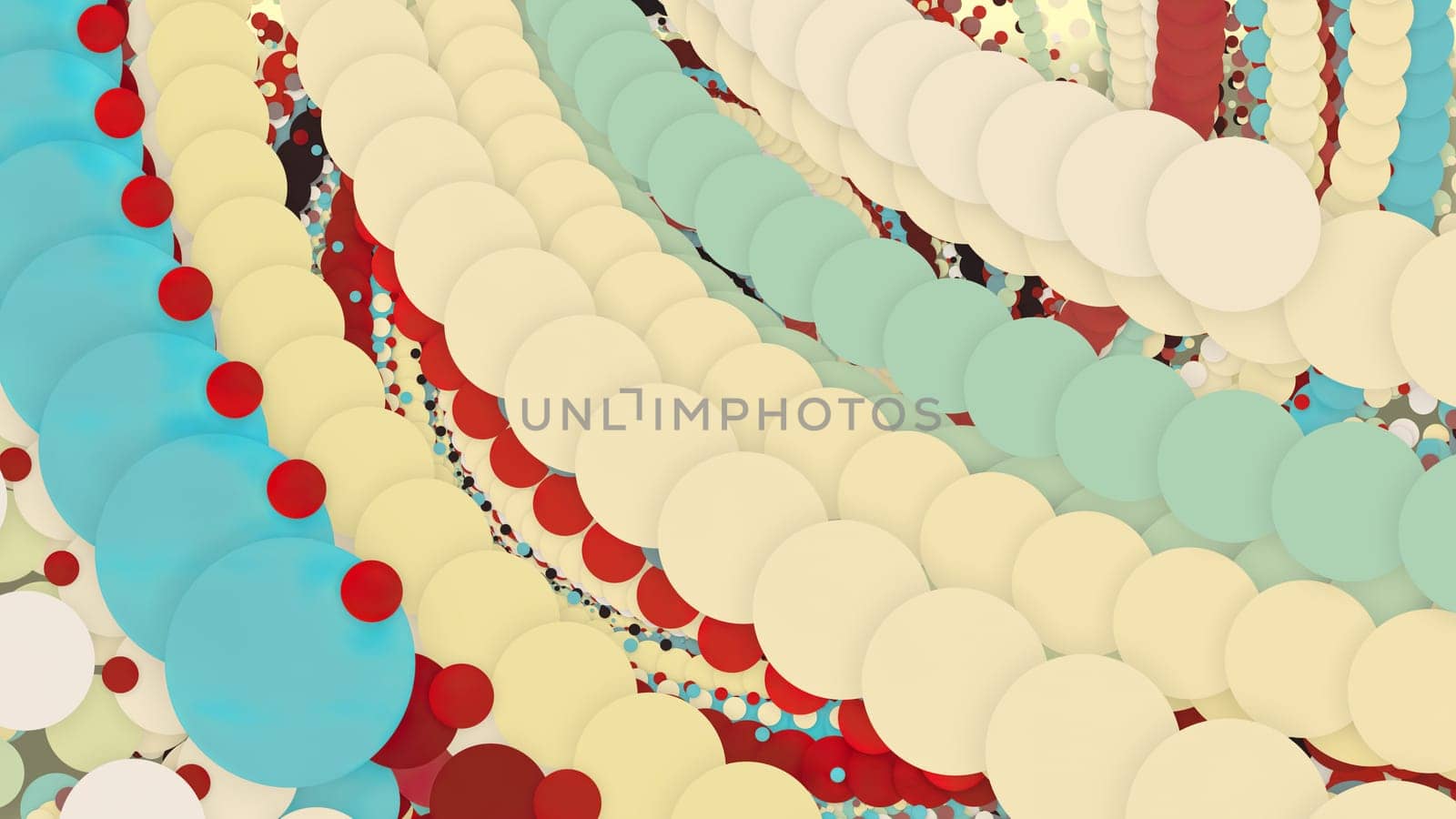 3D illustration,3D rendering, abstract geometric background, circle point line together into a line Rotate together into a rope Soft tones