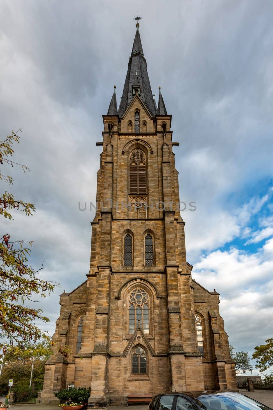 Catholic Church Edenkoben Germany Rhineland Palatinate with cloudy blue sky