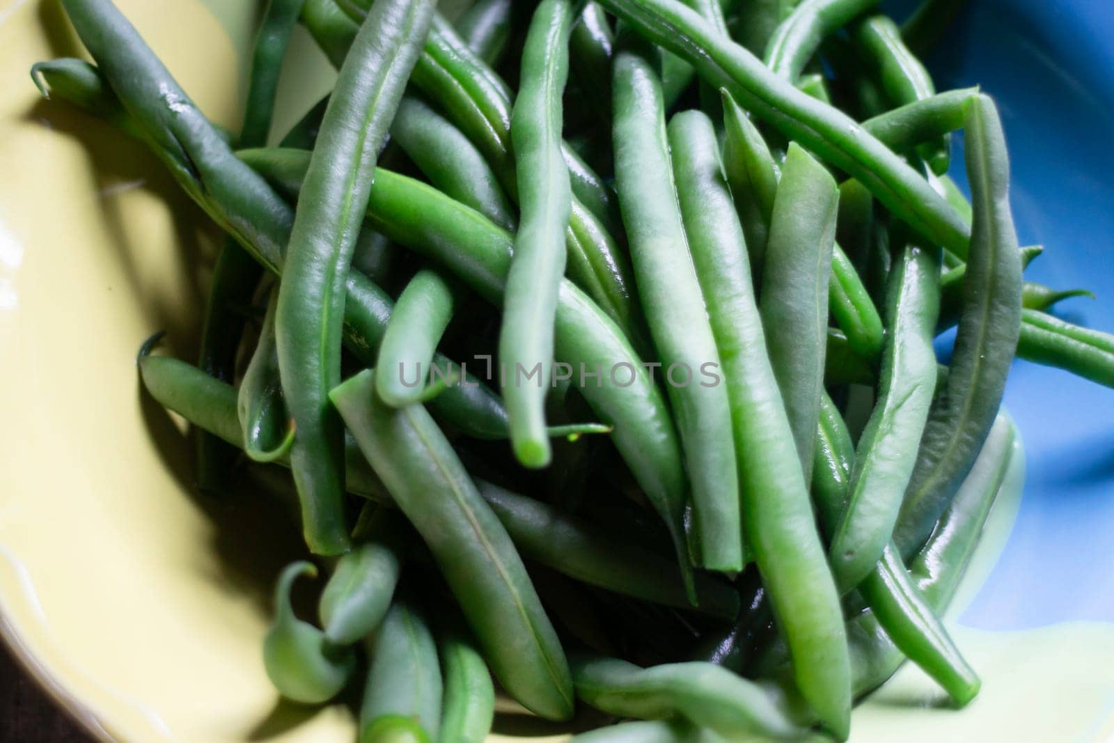 Green beans in dining bowl, stock photo