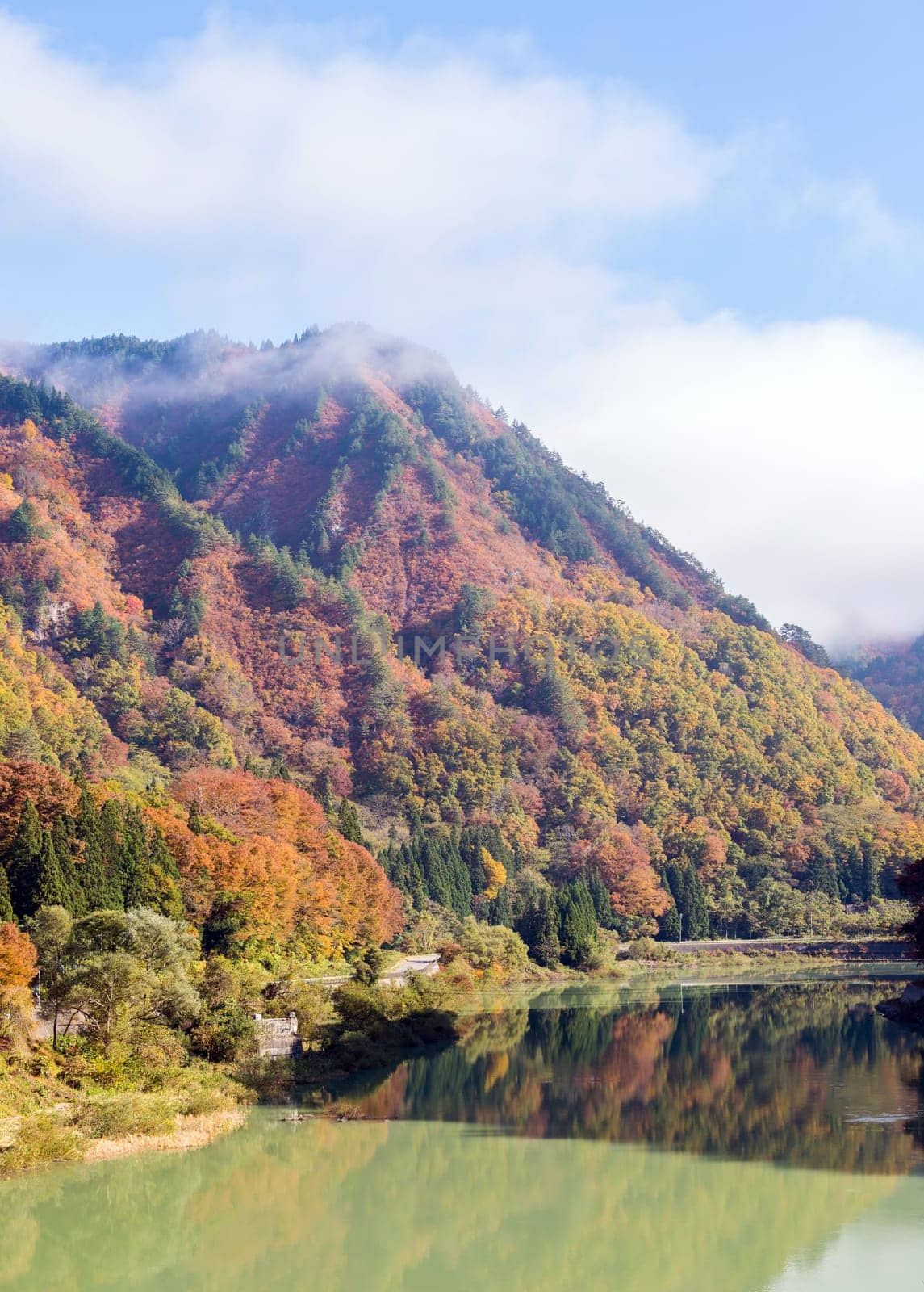 Autumn fall foliage Koyo in Tadami Region Fukushima Japan