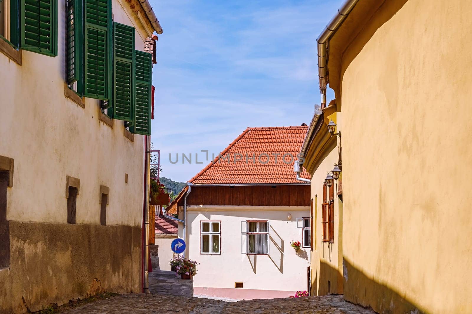 Street in Medieval Town of Sighisoara, Romania