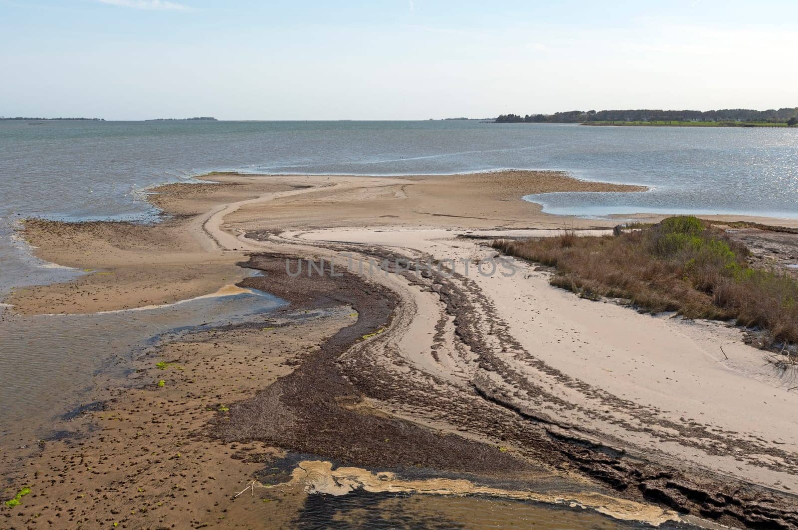 Colorful Sand Spit at Low Tide in Assategue Island in Maryland