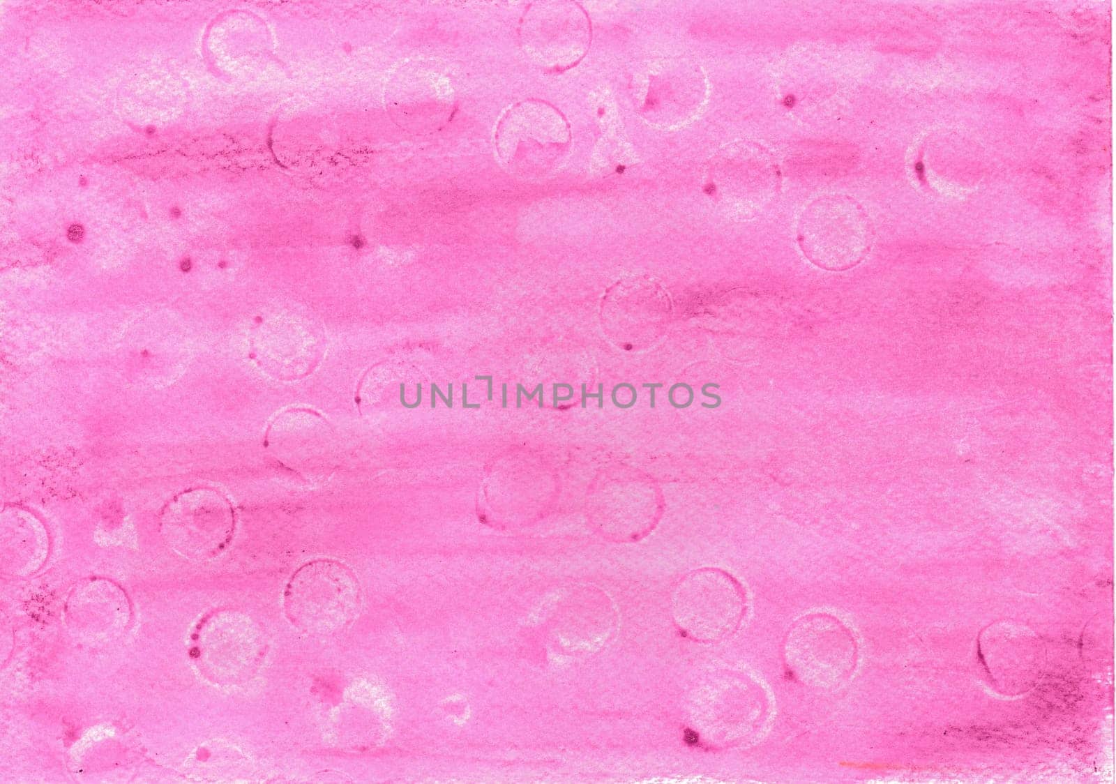 With color pencils hand paintet watercolor wash background in purple with bubbles print