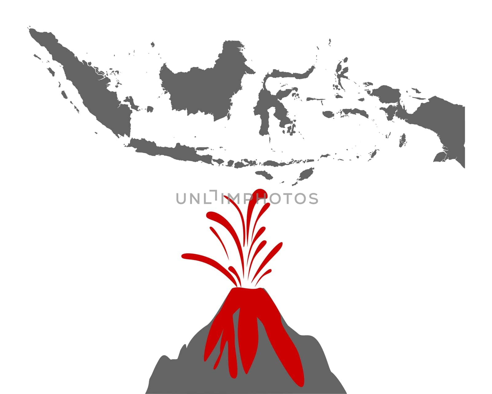 Karte von Indonesien mit Vulkan