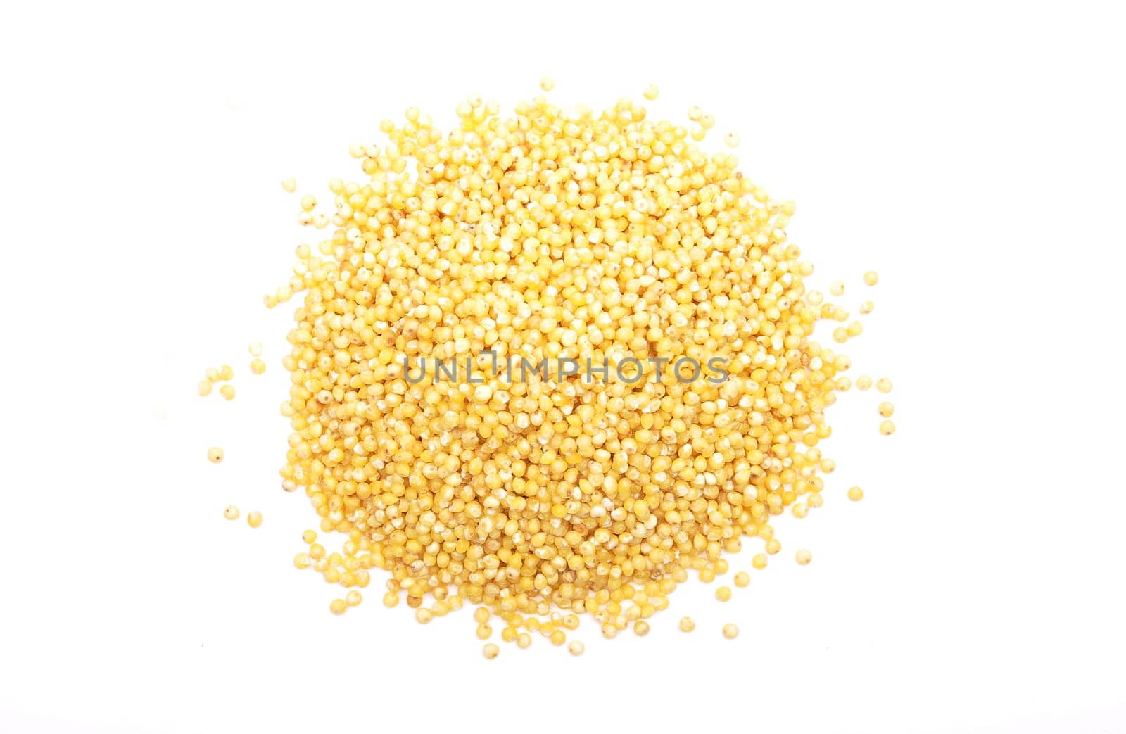 Raw millet on white background