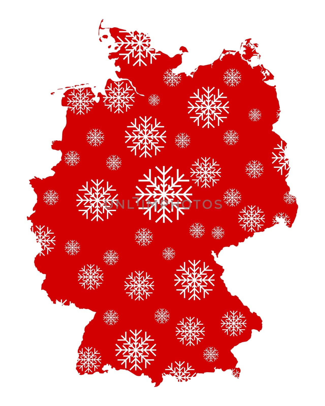Map of Germany with snowflakes