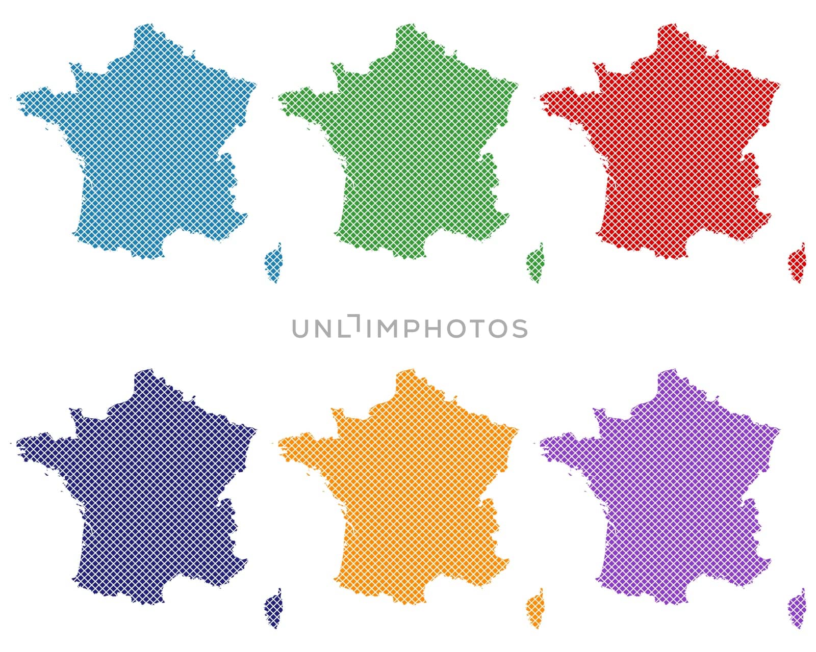 Karten von Frankreich auf einfachem Kreuzstich
