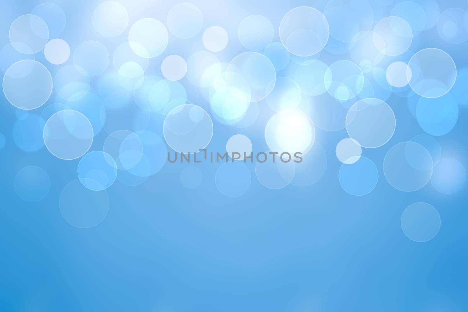 Abstract blurred fresh vivid spring summer light delicate pastel blue white bokeh background texture with bright circular soft color lights. Card concept. Beautiful backdrop illustration.