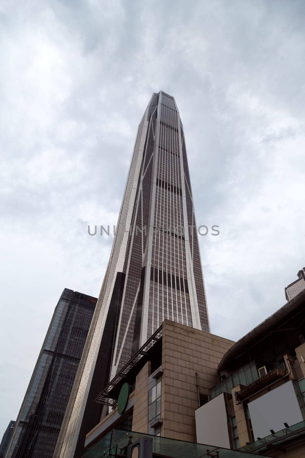Skyscrapers in Shenzhen, China against a cloudy sky , modern building