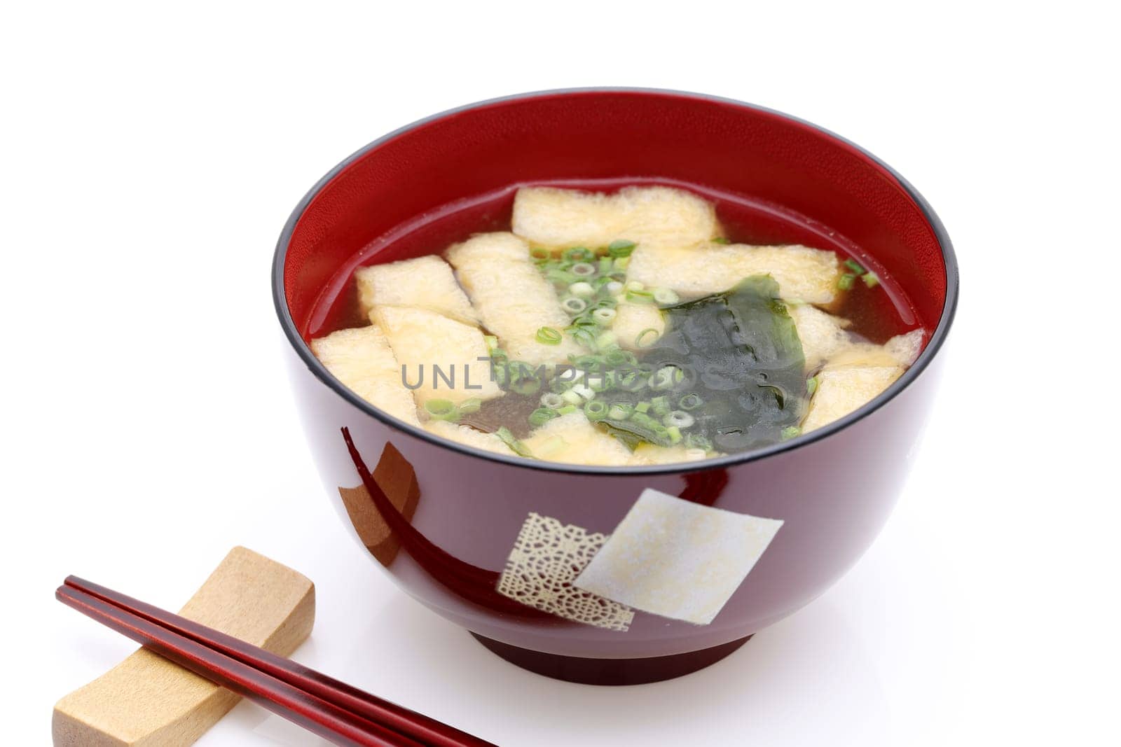 Japanese food, Miso soup of Abura age tofu and Wakame on a bowl