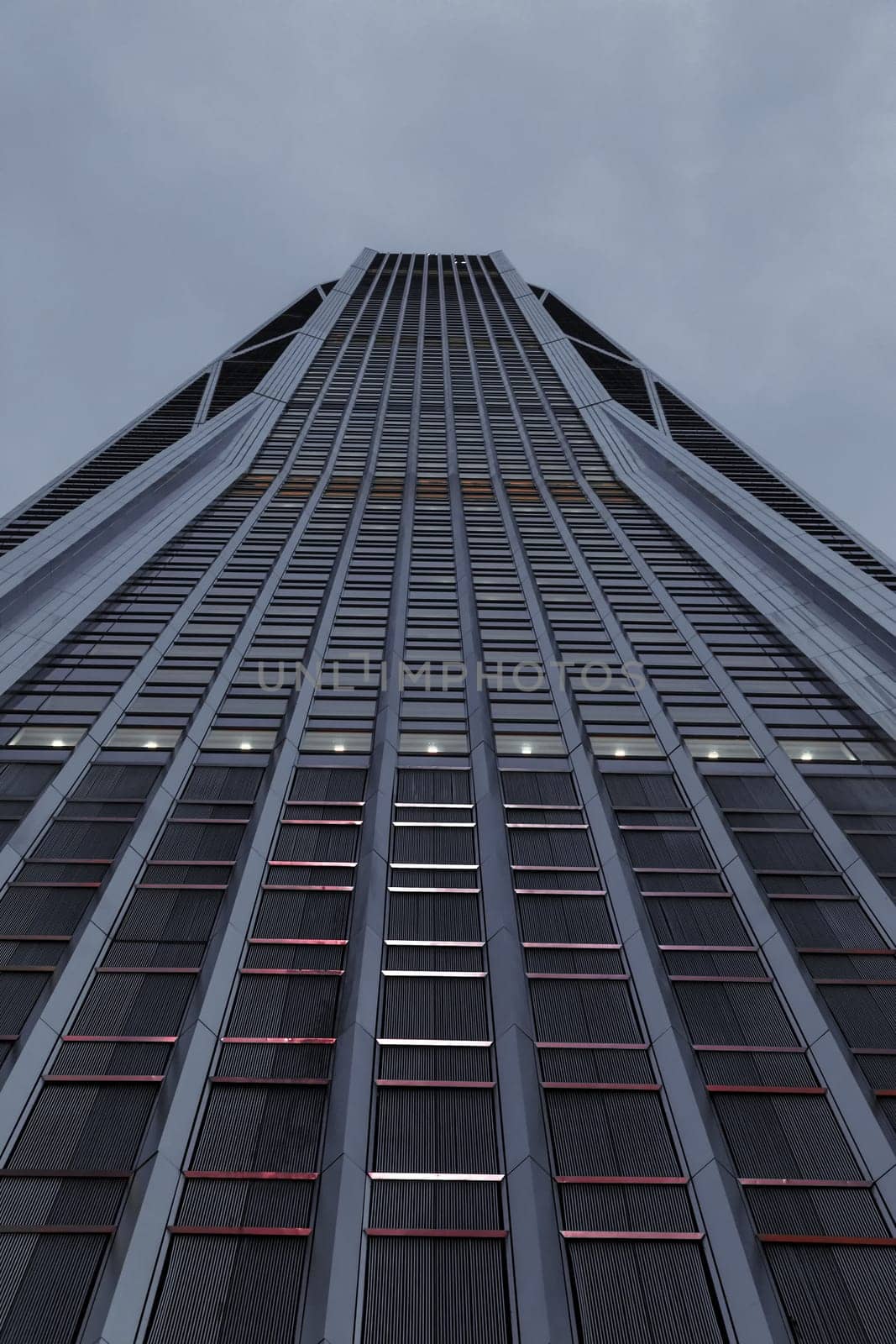 low angle view of skyscrapers in Shenzhen,China , To shoot the modern urban architecture in twilight