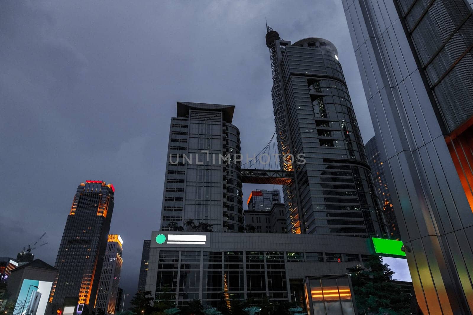 Skyscrapers in Shenzhen, To shoot the modern urban architecture in twilight