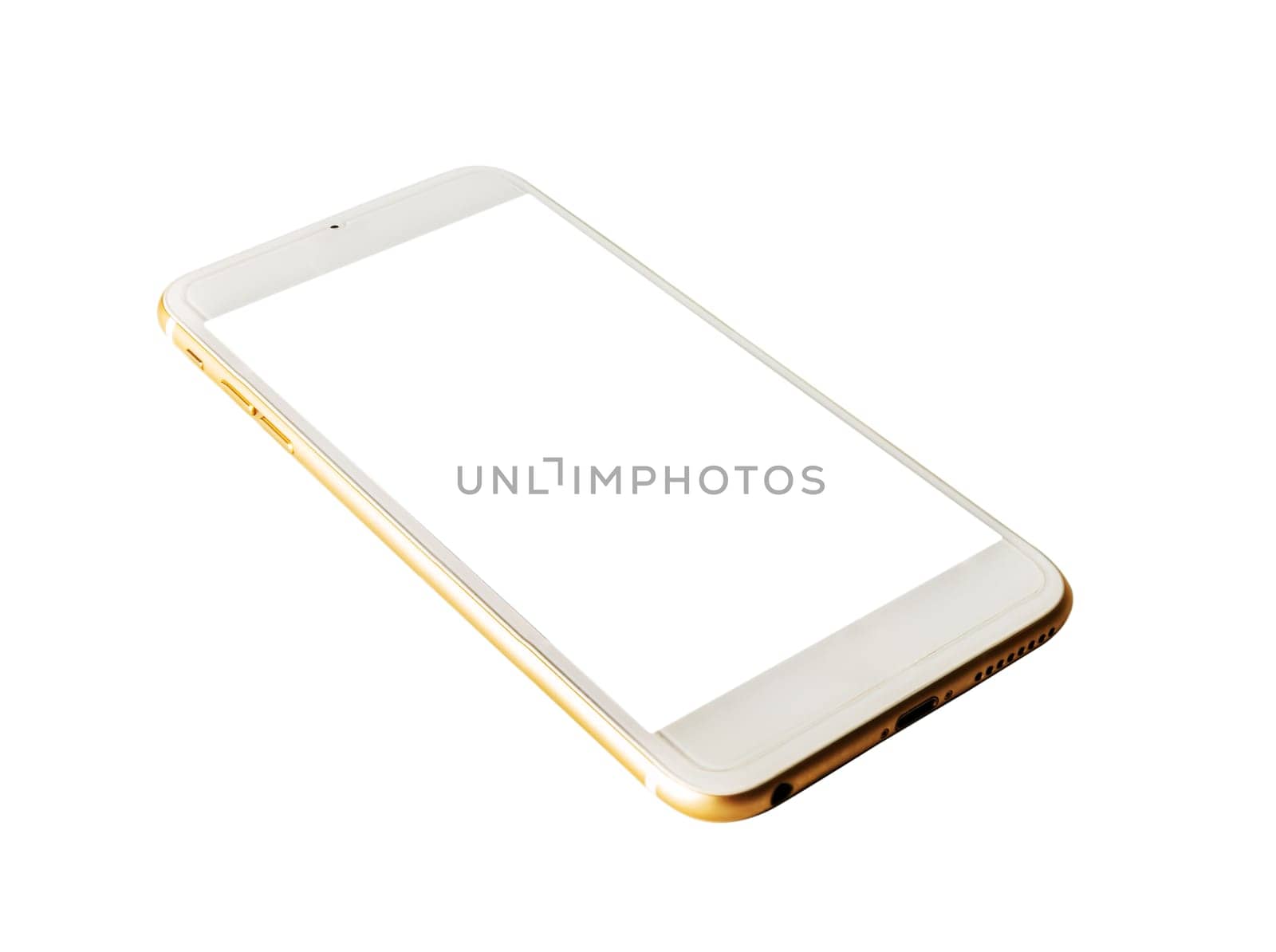 Smart phone white screen isolated on white background