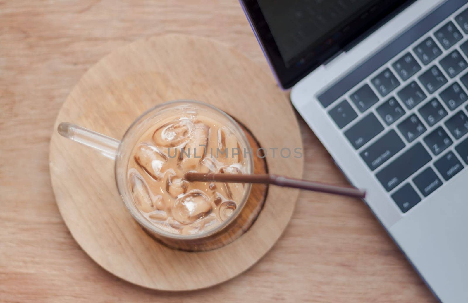 Iced coffee in coffee shop, stock photo