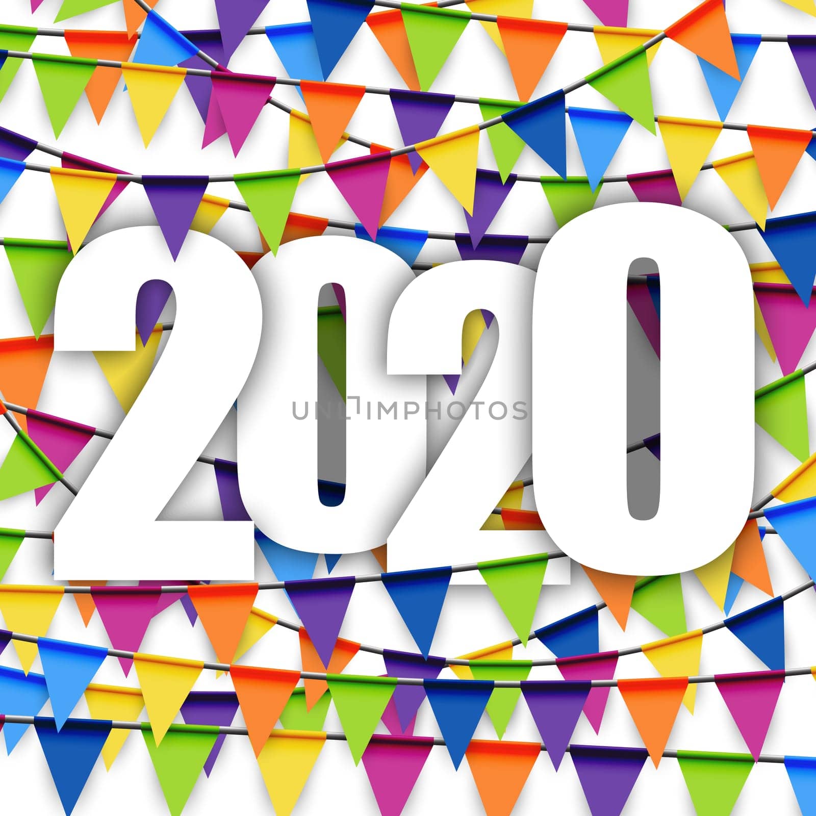 background with colored garlands for New Year party 2020