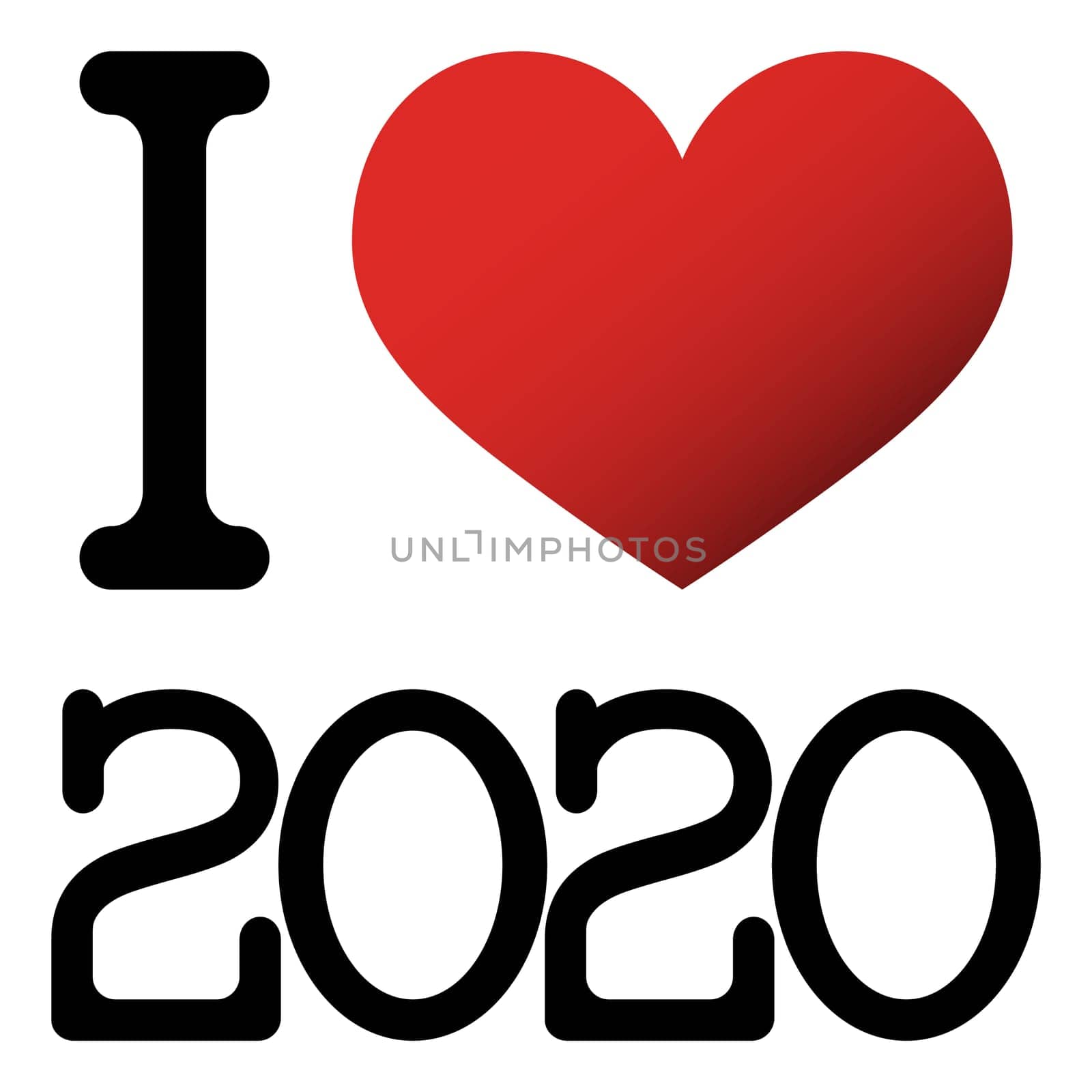 I love 2020 new year greetings with red heart