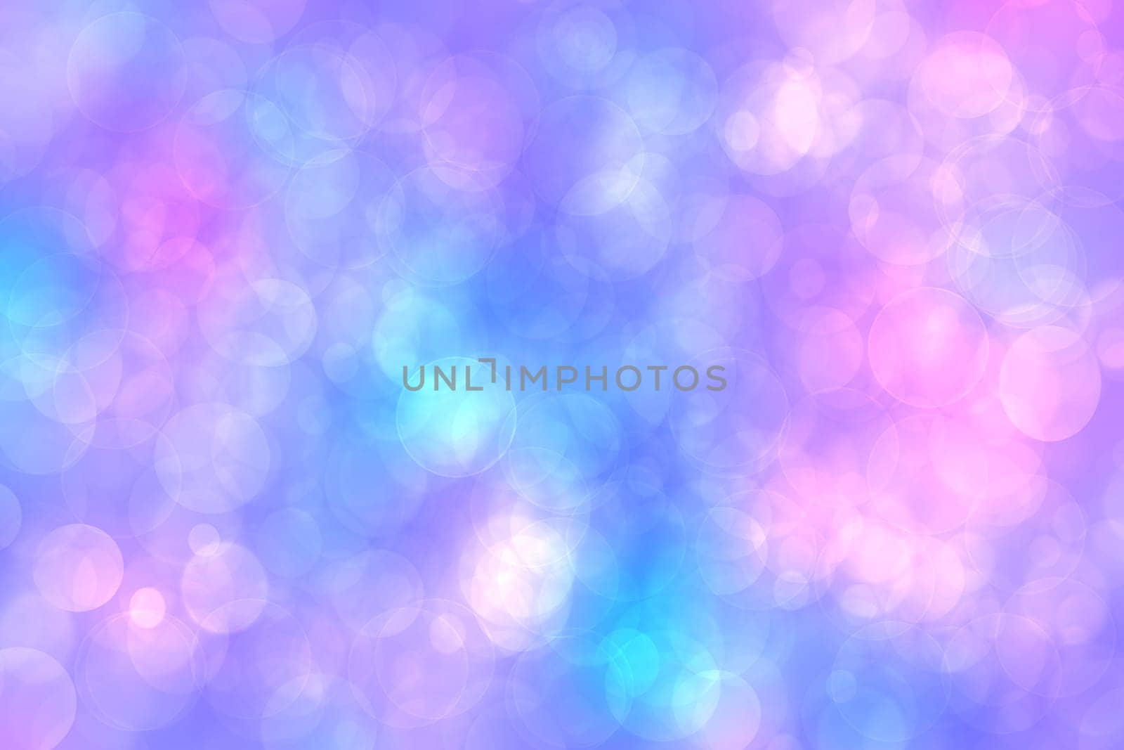 Abstract gradient purple pink blue background texture with blurred bokeh circles and lights. Space for your design. Beautiful backdrop.