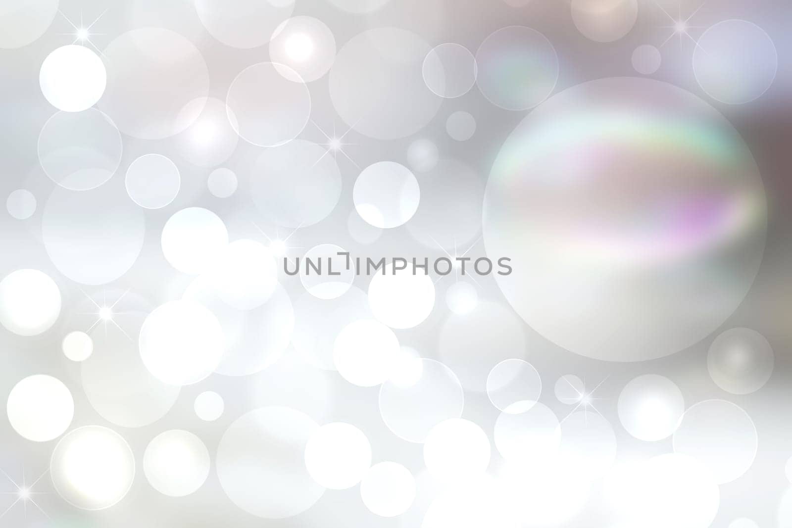 Abstract light silver space cosmos universe background with a large planet with futuristic neon light effect and small stars. Space for your design. Beautiful business and science presentation backdrop.