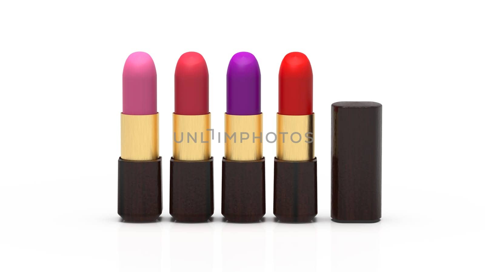 The 3d rendering of Fashion Colorful Lipsticks isolated on white background