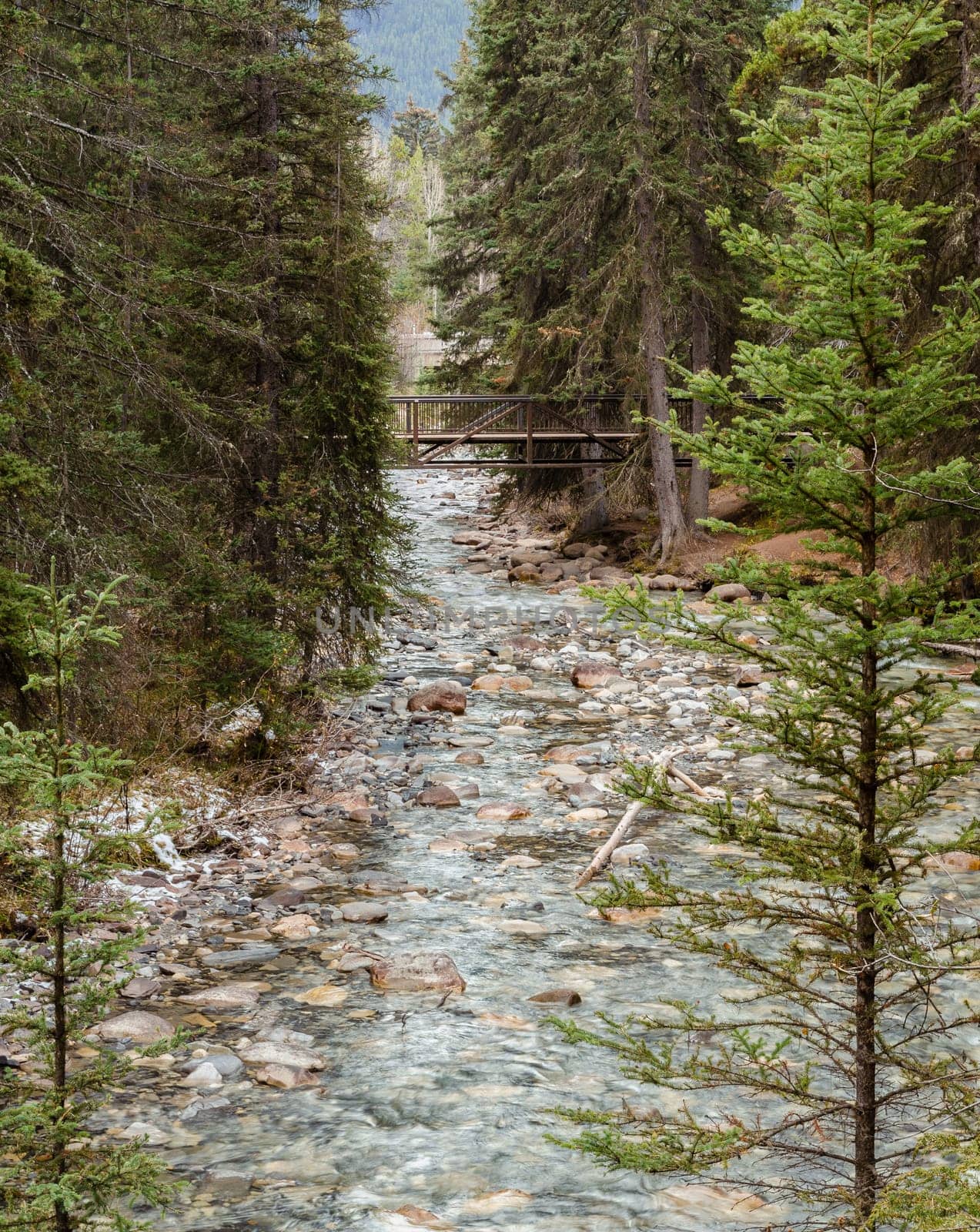 Early Winter scenery of Johnston Canyon in Banff National Park, Alberta, Canada